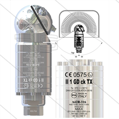 A42R-316 ATEX - selbstdrehender Tankreiniger - NSF / FDA genehmigt - 40 bis 140 Bar - 20 bis