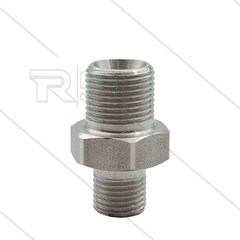 Reduziernippel - Edelstahl 303 - 3/8" AG x 1/4" AG Bsp - 600 Bar