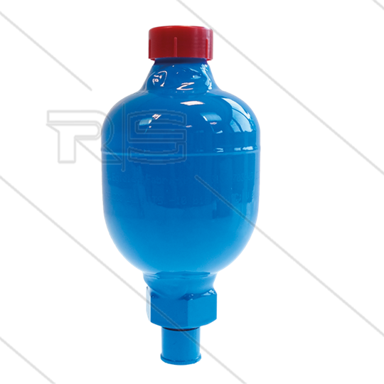 Druckspeicher 0,166 Ltr. - 210 Bar -  3/8&quot; AG NPT - Vordruck 40 bar - unterseite Edelstahl