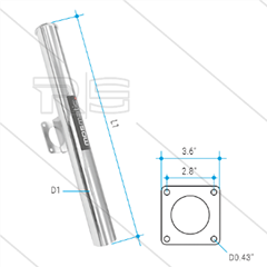 Lanzenhalter - Edelstahl - für Wandmontage - L=590mm - Ø60mm