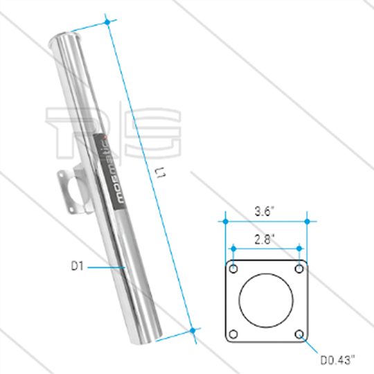 Lanzenhalter - Edelstahl - für Wandmontage - L=590mm - Ø60mm