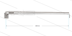 WAN - Wandausleger mit INOX-Rohr - L=2000mm - Rückstellung Rechts - Ein 1/4&quot; IG x Aus 1/4&quot; AG