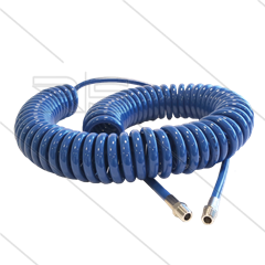 Spiralschlauch blau PU - L=8m - Ø10mm - 2x 1/4&quot; AG mit VA Kupplungen