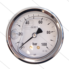 Manometer 0-100 Bar - 1/4&quot; AG - Eingang hinten - Ø63mm