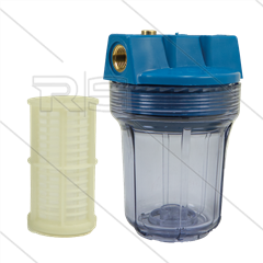 1/2&quot; Filtergehäuse mit Filtereinsätze - Filtertasse transparent - 5&quot; Einsatz Kunststoff waschbar