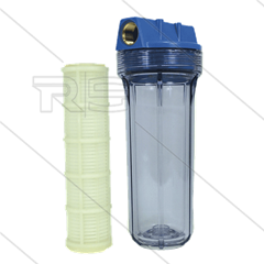 3/4&quot; Filtergehäuse mit Filtereinsätze - Filtertasse transparent - 9&quot; Einsatz Kunststoff waschbar