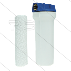 3/4&quot; Filtergehäuse mit Filtereinsätze - Filtertasse weiß - 9&quot; Baumwolle Einsatz - 20 mµ - 27 l/min