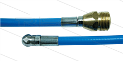 NW5 Rohrreinigungsschlauch - blau - 20m - 250 Bar - Düse 0.045 ohne Frontbohrung - M22x1,5 AG