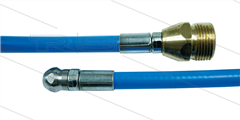 NW5 Rohrreinigungsschlauch - blau - 30m - 250 Bar - Düse 0.045 ohne Frontbohrung - M22x1,5 AG
