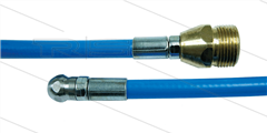 NW5 Rohrreinigungsschlauch - blau - 35m - 250 Bar - Düse 0.045 ohne Frontbohrung - M22x1,5 AG