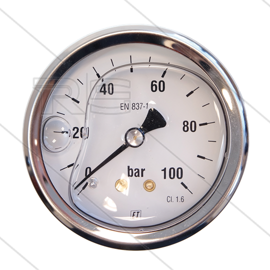 Manometer 0-100 Bar - 1/4&quot; AG - Eingang hinten - Ø63mm