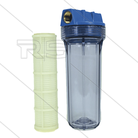 3/4&quot; Filtergehäuse mit Filtereinsätze - Filtertasse transparent - 9&quot; Einsatz Kunststoff waschbar
