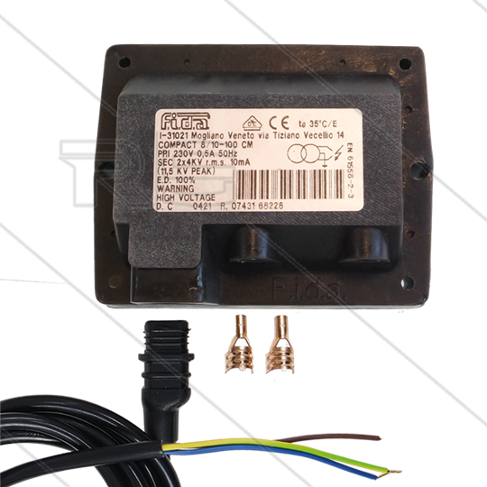 Zündtrafo FIDA Compact 8/10-100 - mit Kabel - Primair: 230V / 0,5A - Secundair: 2 x 4kV / 10mA