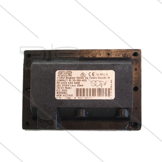 Zündtrafo FIDA Compact 10/20-100-400 - ohne Kabel - Primair: 400V / 0,6A - Secundair: 2 x 5kV / 20mA